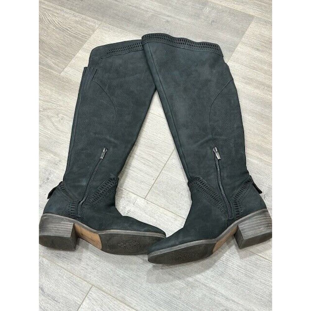 Vince Camuto Womens Karinda Over the Knee Boots Zip Up Leather Black Size 6.5M